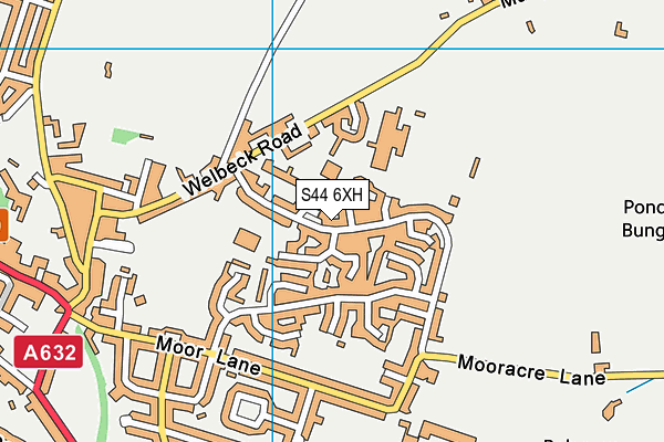S44 6XH map - OS VectorMap District (Ordnance Survey)
