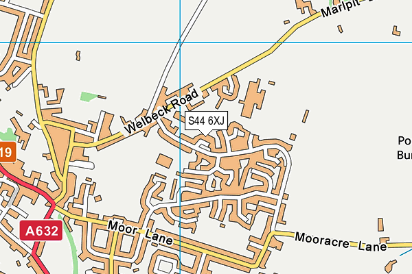 S44 6XJ map - OS VectorMap District (Ordnance Survey)