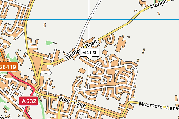 S44 6XL map - OS VectorMap District (Ordnance Survey)