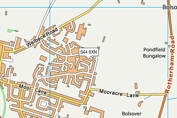 S44 6XN map - OS VectorMap District (Ordnance Survey)