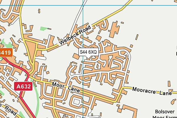 S44 6XQ map - OS VectorMap District (Ordnance Survey)