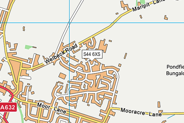 S44 6XS map - OS VectorMap District (Ordnance Survey)