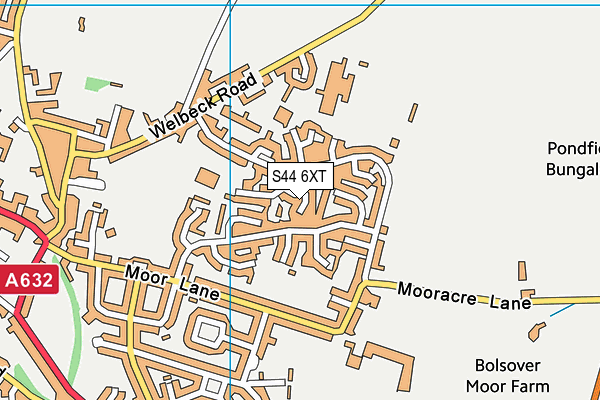 S44 6XT map - OS VectorMap District (Ordnance Survey)