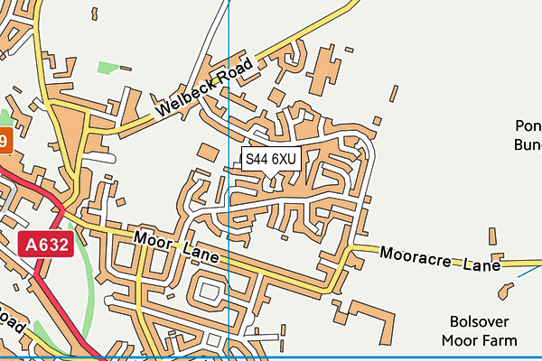 S44 6XU map - OS VectorMap District (Ordnance Survey)