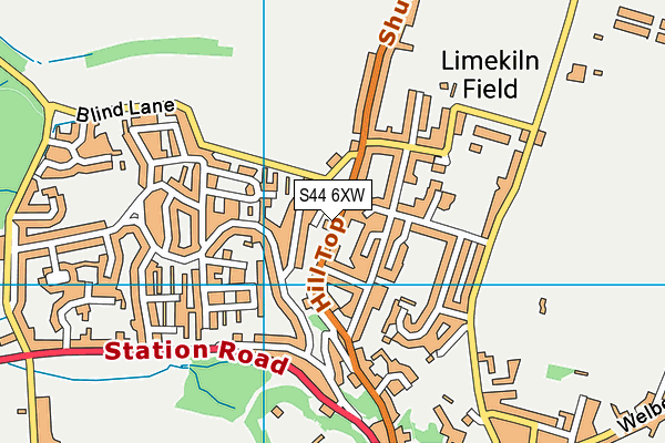 S44 6XW map - OS VectorMap District (Ordnance Survey)