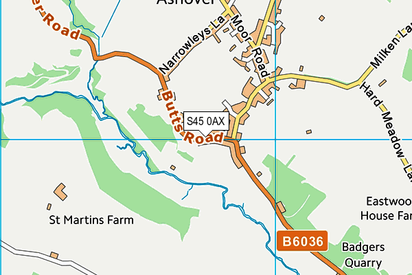 S45 0AX map - OS VectorMap District (Ordnance Survey)