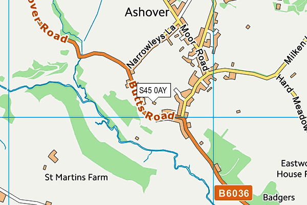 S45 0AY map - OS VectorMap District (Ordnance Survey)