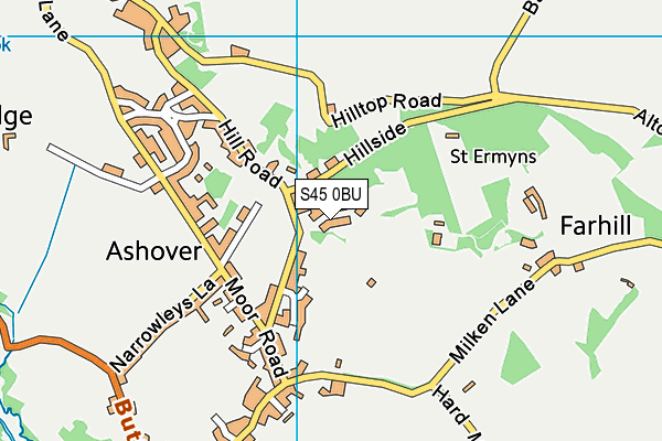 S45 0BU map - OS VectorMap District (Ordnance Survey)