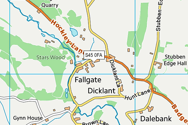 S45 0FA map - OS VectorMap District (Ordnance Survey)