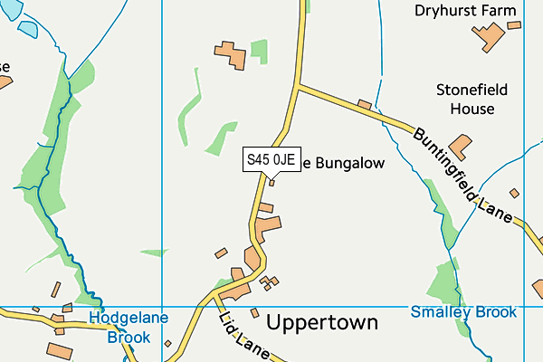 S45 0JE map - OS VectorMap District (Ordnance Survey)