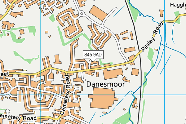 S45 9AD map - OS VectorMap District (Ordnance Survey)