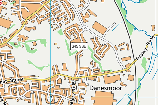 S45 9BE map - OS VectorMap District (Ordnance Survey)