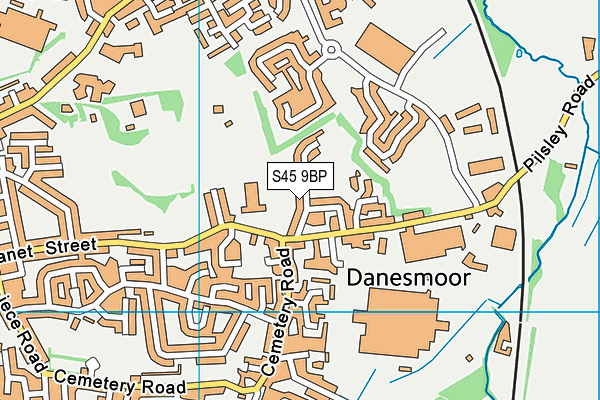 S45 9BP map - OS VectorMap District (Ordnance Survey)