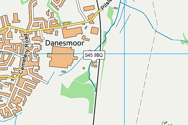 S45 9BQ map - OS VectorMap District (Ordnance Survey)