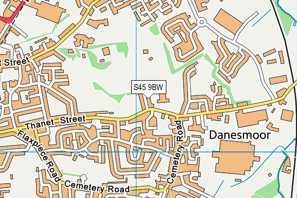 S45 9BW map - OS VectorMap District (Ordnance Survey)