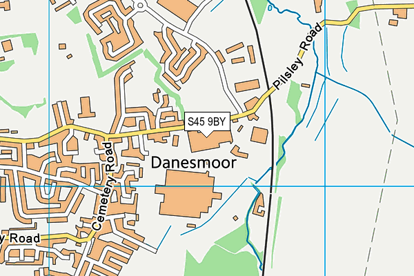 S45 9BY map - OS VectorMap District (Ordnance Survey)