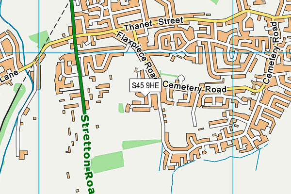 S45 9HE map - OS VectorMap District (Ordnance Survey)