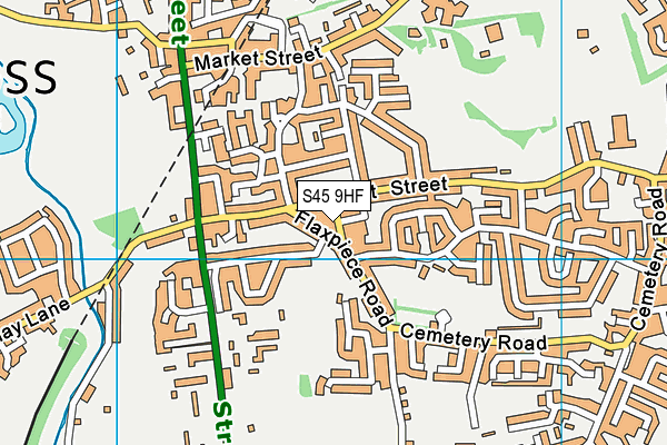 S45 9HF map - OS VectorMap District (Ordnance Survey)