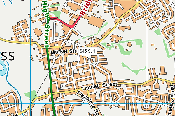 S45 9JH map - OS VectorMap District (Ordnance Survey)