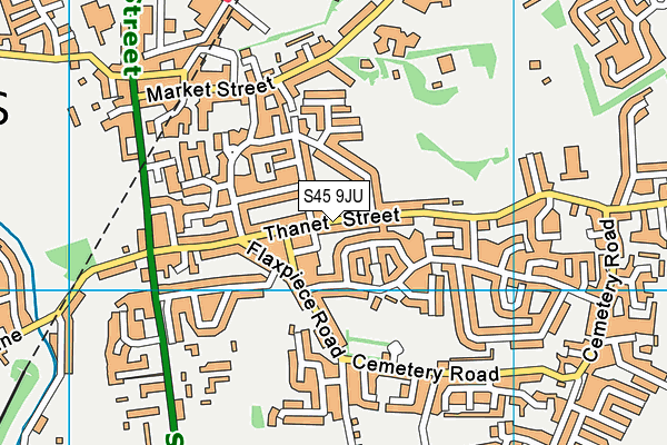 S45 9JU map - OS VectorMap District (Ordnance Survey)