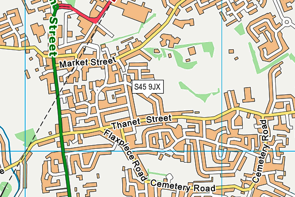 S45 9JX map - OS VectorMap District (Ordnance Survey)