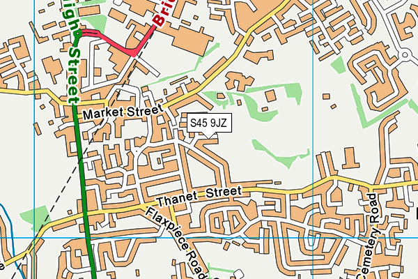 S45 9JZ map - OS VectorMap District (Ordnance Survey)