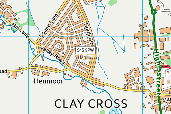 S45 9PW map - OS VectorMap District (Ordnance Survey)