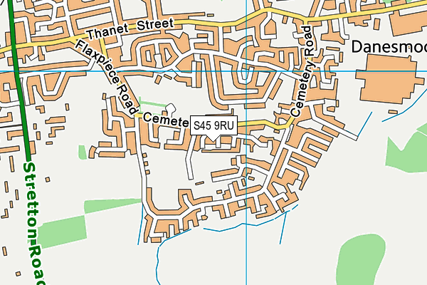 S45 9RU map - OS VectorMap District (Ordnance Survey)