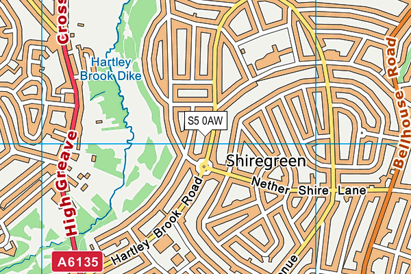 S5 0AW map - OS VectorMap District (Ordnance Survey)