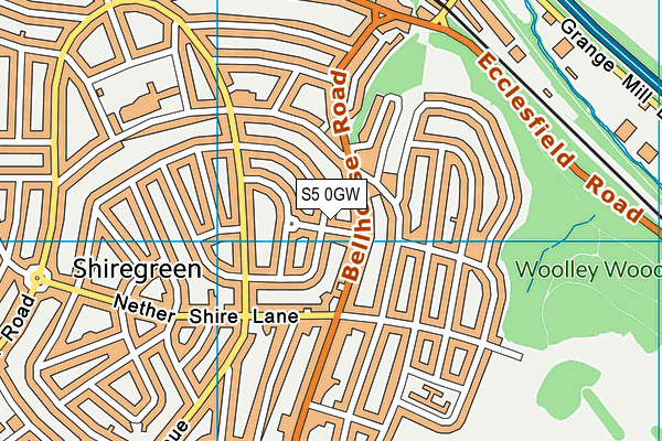 S5 0GW map - OS VectorMap District (Ordnance Survey)