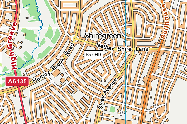 S5 0HD map - OS VectorMap District (Ordnance Survey)