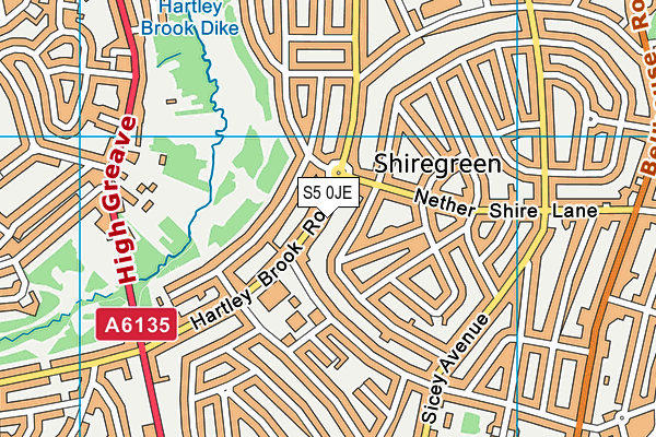 S5 0JE map - OS VectorMap District (Ordnance Survey)