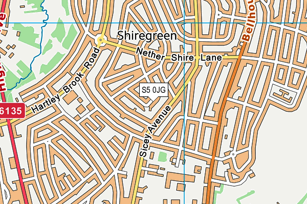 S5 0JG map - OS VectorMap District (Ordnance Survey)