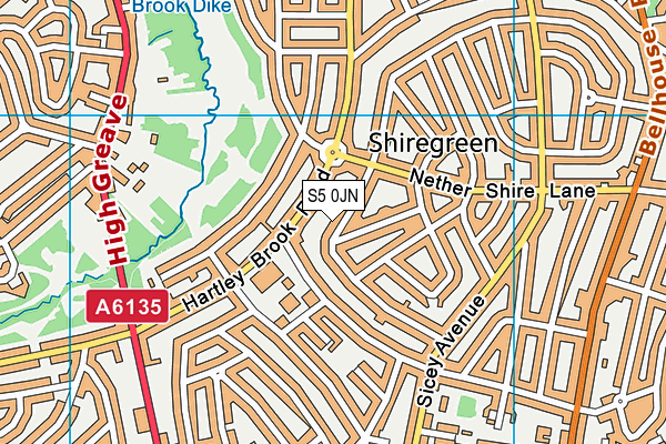 S5 0JN map - OS VectorMap District (Ordnance Survey)