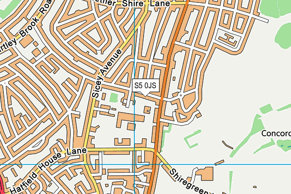 S5 0JS map - OS VectorMap District (Ordnance Survey)