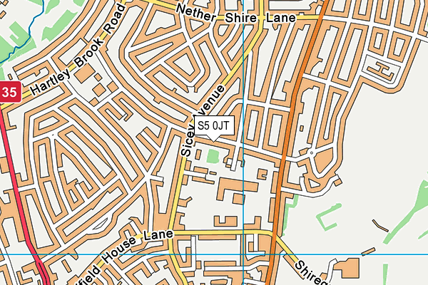 S5 0JT map - OS VectorMap District (Ordnance Survey)