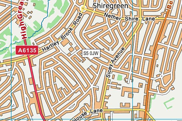 S5 0JW map - OS VectorMap District (Ordnance Survey)