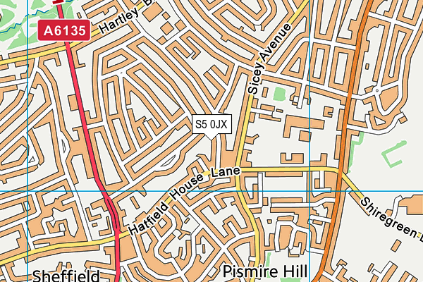 S5 0JX map - OS VectorMap District (Ordnance Survey)