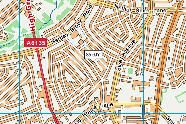 S5 0JY map - OS VectorMap District (Ordnance Survey)