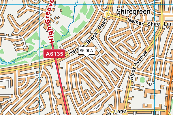 S5 0LA map - OS VectorMap District (Ordnance Survey)