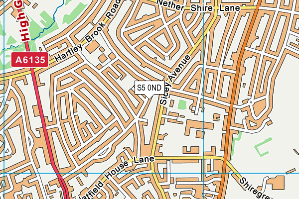 S5 0ND map - OS VectorMap District (Ordnance Survey)