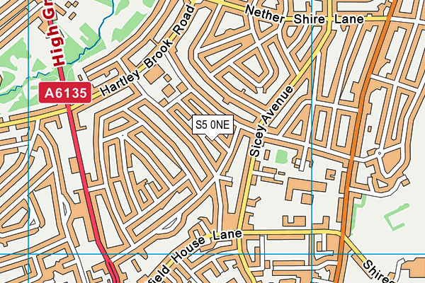 S5 0NE map - OS VectorMap District (Ordnance Survey)