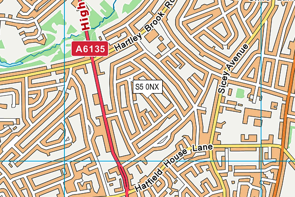 S5 0NX map - OS VectorMap District (Ordnance Survey)