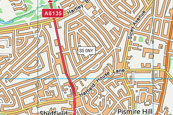 S5 0NY map - OS VectorMap District (Ordnance Survey)