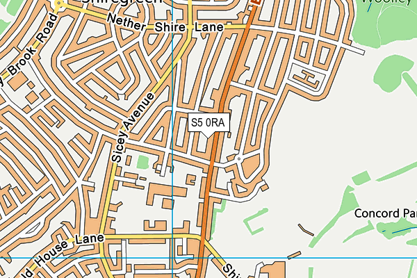 S5 0RA map - OS VectorMap District (Ordnance Survey)