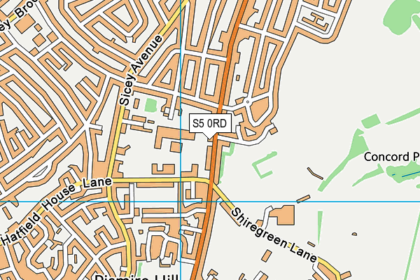 S5 0RD map - OS VectorMap District (Ordnance Survey)