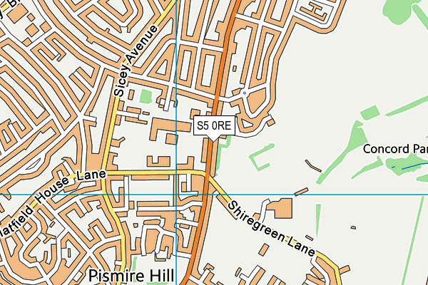 S5 0RE map - OS VectorMap District (Ordnance Survey)