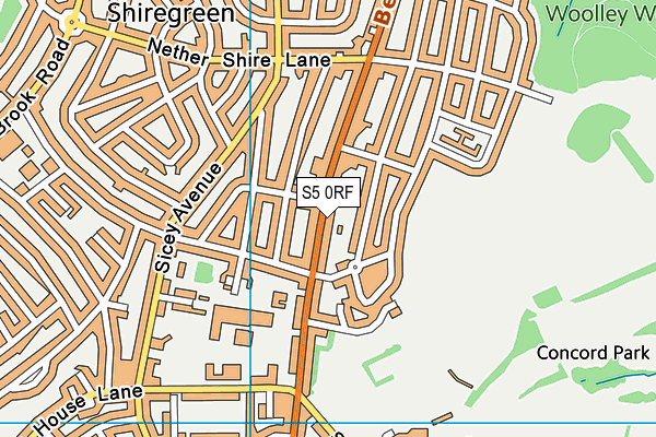 S5 0RF map - OS VectorMap District (Ordnance Survey)