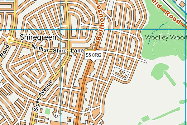 S5 0RG map - OS VectorMap District (Ordnance Survey)