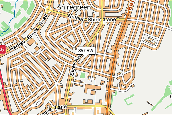 S5 0RW map - OS VectorMap District (Ordnance Survey)